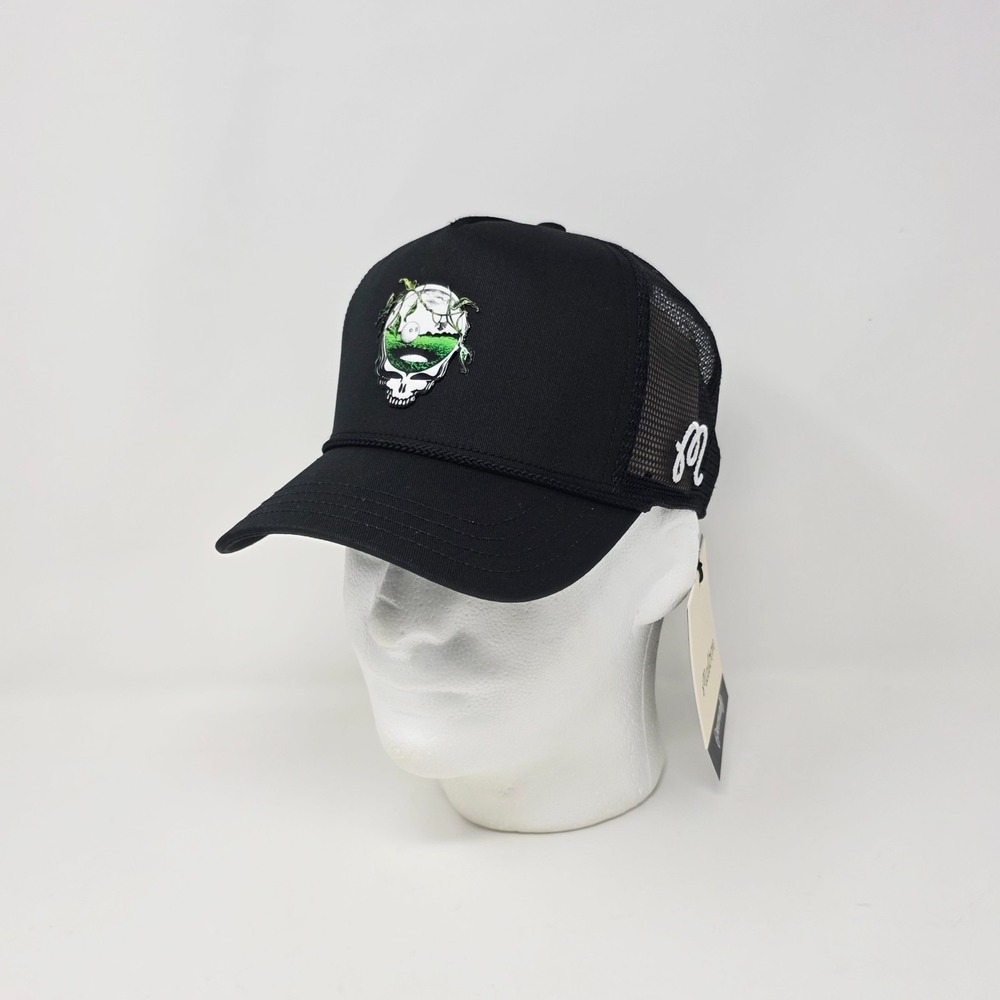 Malbon Golf x The Grateful Dead Stealie Logo Snapback Trucker Hat‎ Cap Black